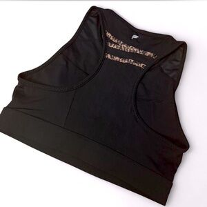 Black high neck Fabletics Sports bra with Phone pocket